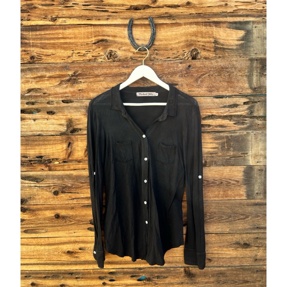 MICHAEL STARS | Black Button Down Casual Long Sleeve OS